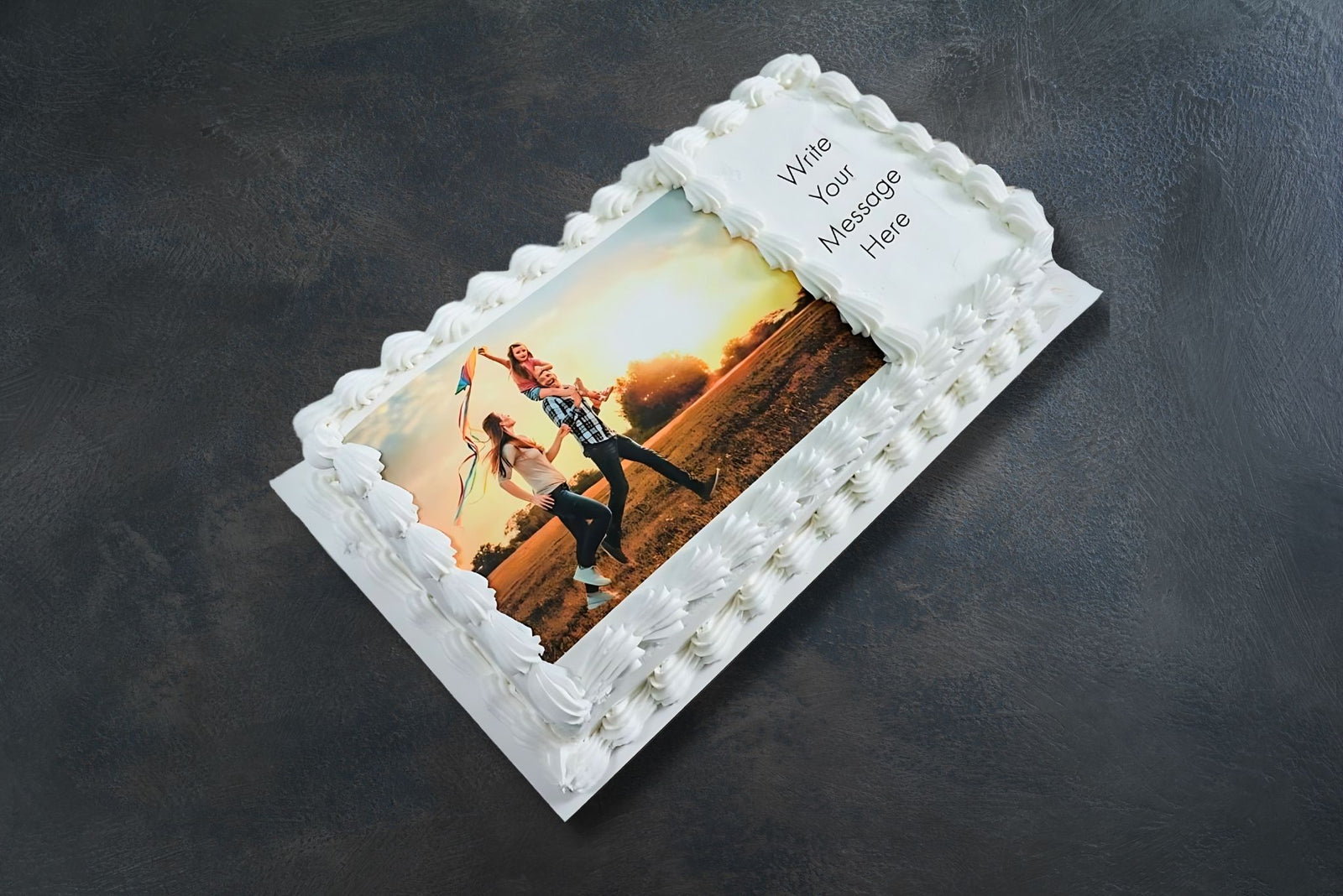 rectangle cake with edible image