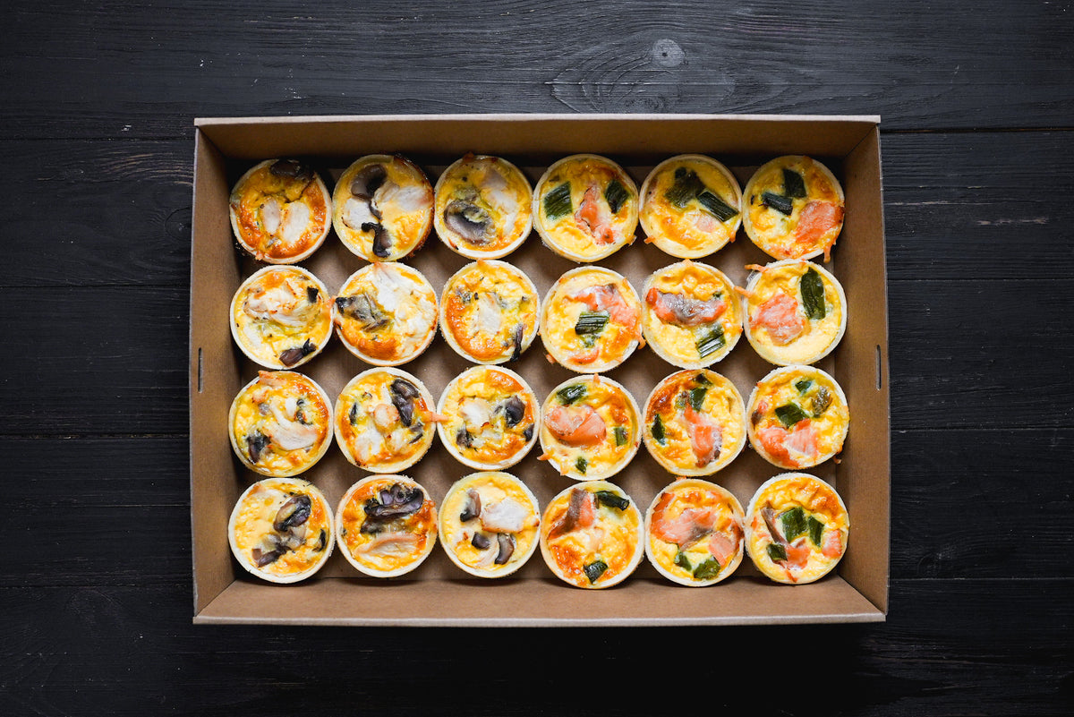 Smoked Salmon And Chicken Mini Quiches Collection - 24 quiches/box