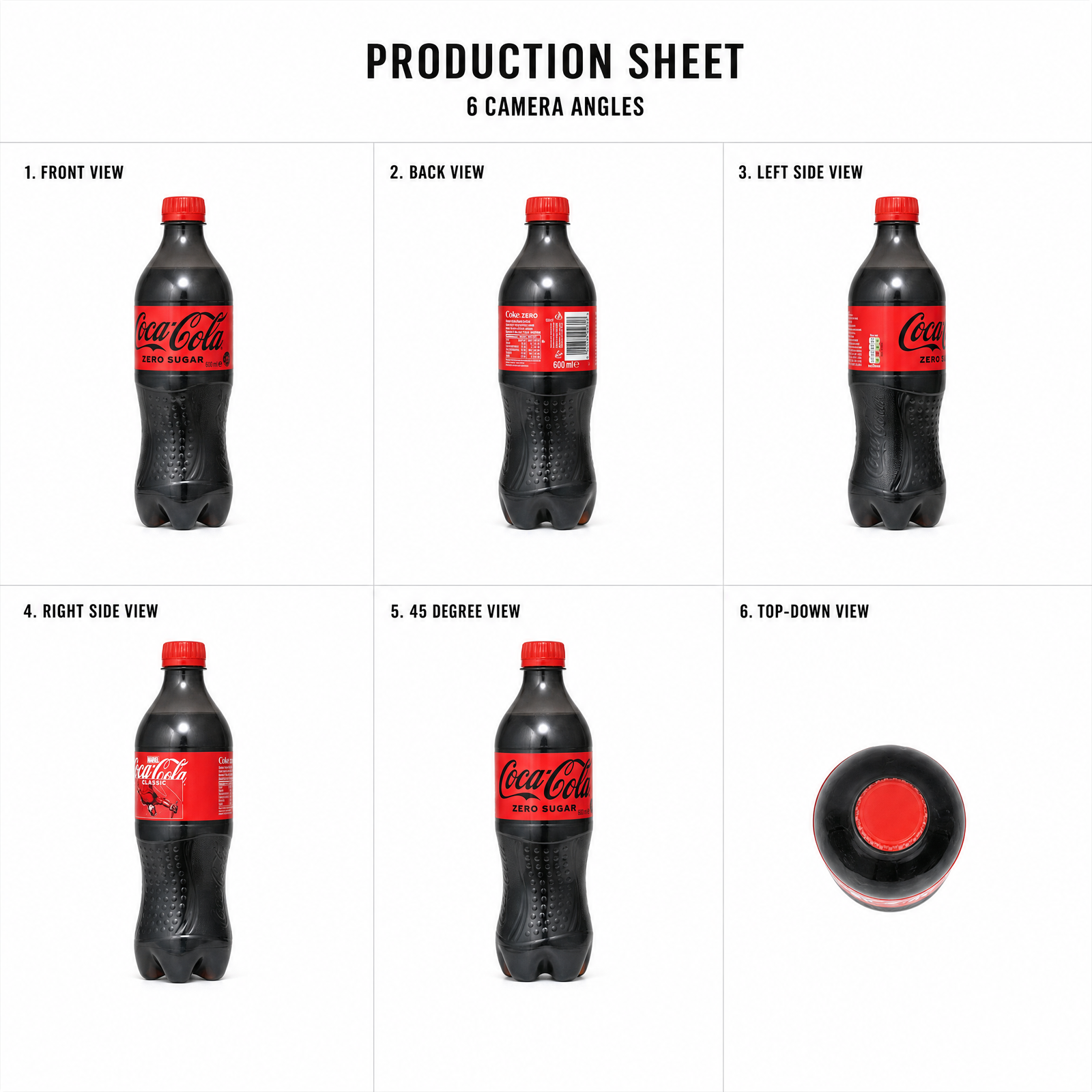Mr T's Bakery Coke Bottle 600ml — multi-angle product sheet showing the drink from several angles. Brisbane catering drinks.