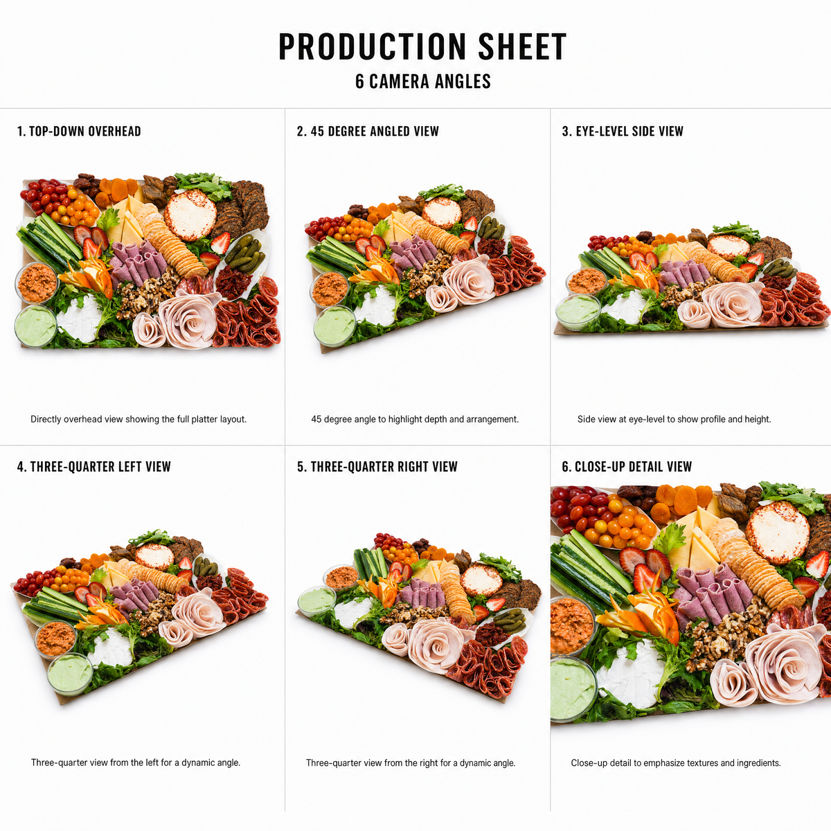 Mr T's Bakery Grazing Table Platter — multi-angle product sheet showing the open catering platter from several angles. Brisbane grazing & platter catering.