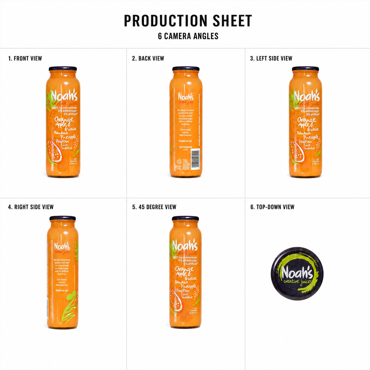 Mr T's Bakery Noah Smoothie 260ml — multi-angle product sheet showing the drink from several angles. Brisbane catering drinks.