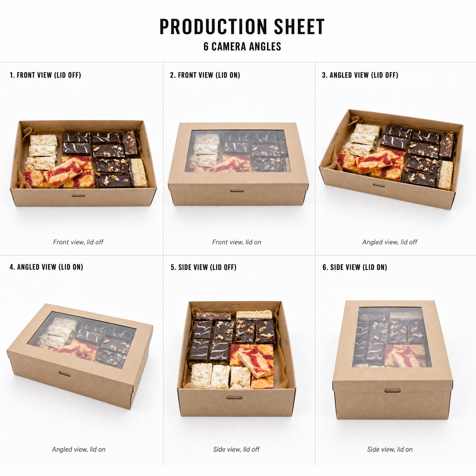 Mr T's Bakery Sweet Aussie Slices - By Serves (VEG) — multi-angle product sheet showing the catering box from several angles. Brisbane corporate & event catering.