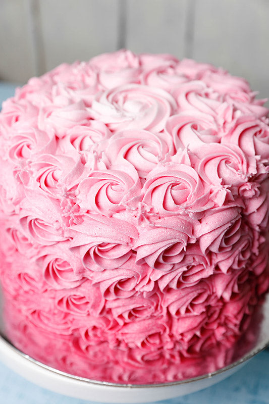 Rose Pink Rosette Vintage Cake – Blissful Moon Bakery