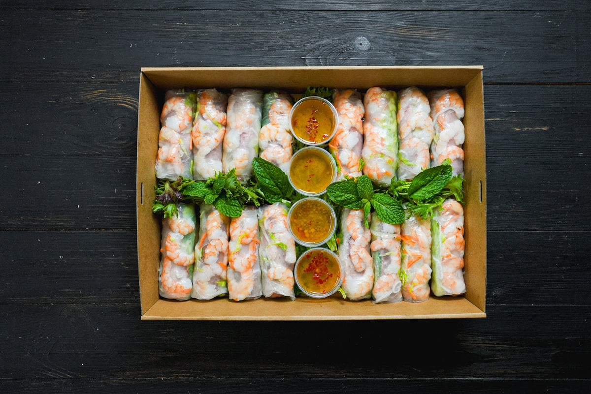 vietnamese pork and prawn rice paper rolls