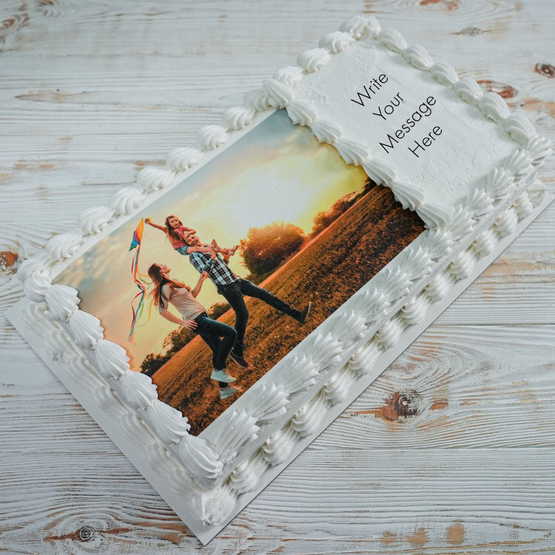 rectangle cake with edible image