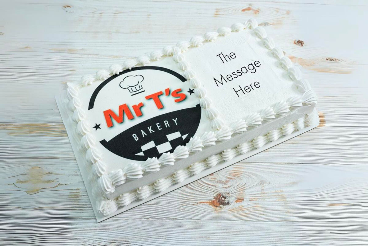 rectangle cake with logo in Brisbane