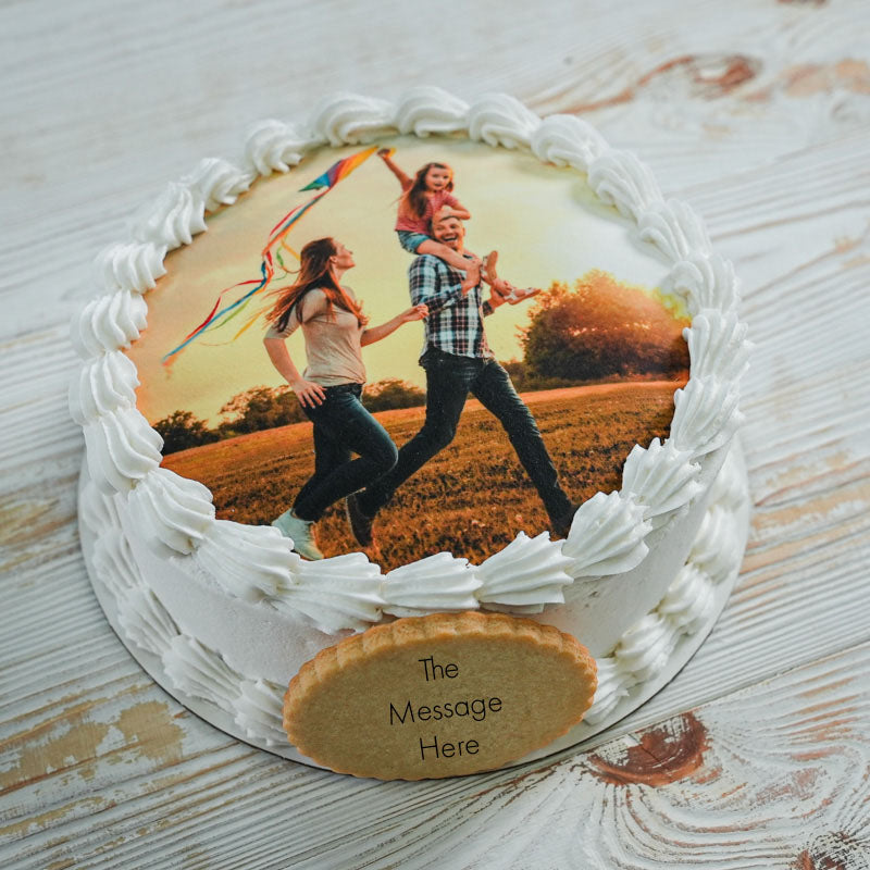 round cake with edible image